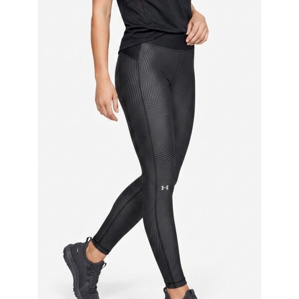 Printed Compression Under Armour Black Gray HeatGear Leggings Size L Large